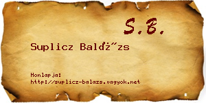 Suplicz Balázs névjegykártya